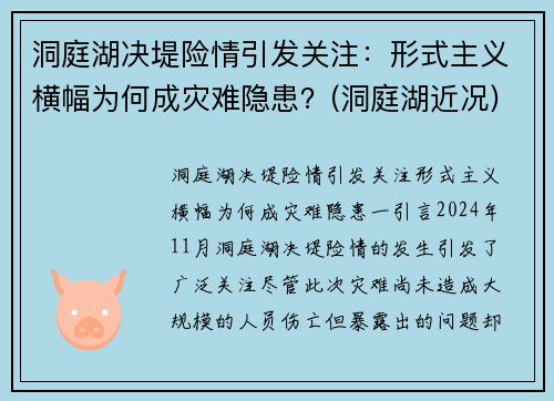 洞庭湖决堤险情引发关注：形式主义横幅为何成灾难隐患？(洞庭湖近况)