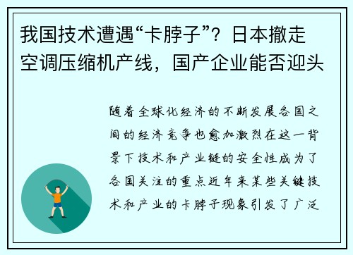 我国技术遭遇“卡脖子”？日本撤走空调压缩机产线，国产企业能否迎头赶上