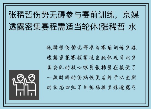 张稀哲伤势无碍参与赛前训练，京媒透露密集赛程需适当轮休(张稀哲 水平)